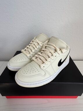 Nike Air Jordan 1 Low - Cream with Black Swoosh